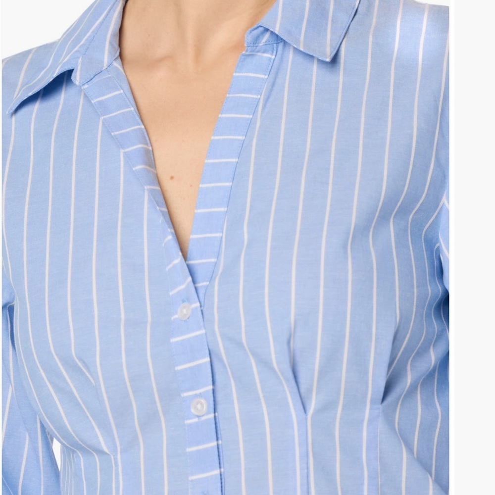 Joe's Stripe Pleated Cotton Button-Up Shirt - Picture 5 of 8